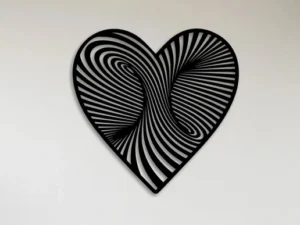 Cadre Mural Cœur Illusion Optique en Bois Artisanal