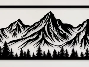 Cadre Mural Panorama Montagne et Forêt en Bois Artisanal