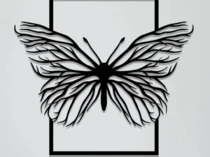 Cadre Mural Papillon Branches Nature en Bois Artisanal