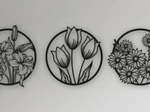 Cadre Mural Triptyque Fleurs Printanières en Bois Artisanal