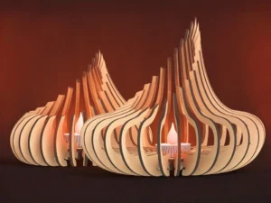 Photophores Flamme en Bois Artisanal