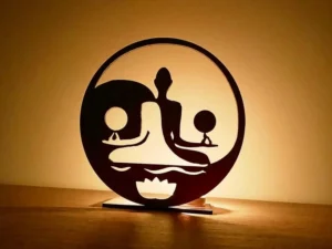 Porte-Bougie Bouddha Yin-Yang en Bois Artisanal
