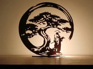 Porte-Bougie Bonsaï Voyageur Zen en Bois Artisanal