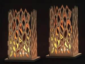 Lot de 2 Photophores Flammes Entrelacées en Bois Artisanal