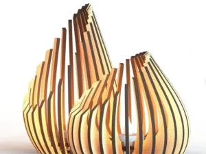 Lot de 2 Photophores Goutte en Bois Artisanal