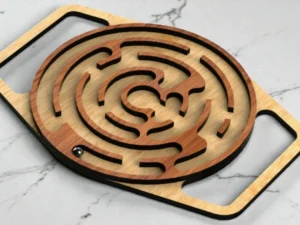 Labyrinthe à Bille Circulaire en Bois Artisanal