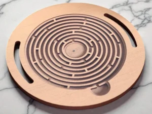 Labyrinthe à Bille Circulaire en Bois Artisanal