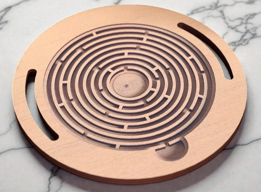 Labyrinthe à Bille Circulaire en Bois Artisanal