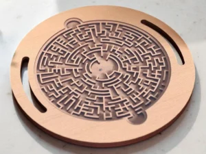 Labyrinthe à Bille Circulaire Très Complexe en Bois Artisanal