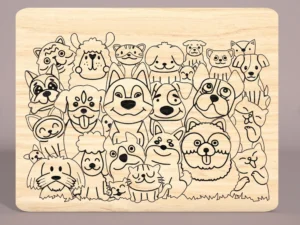 Puzzle en Bois Chiens et Chats Mélangés Drôles Artisanal